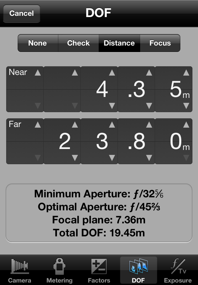 Distance DOF mode